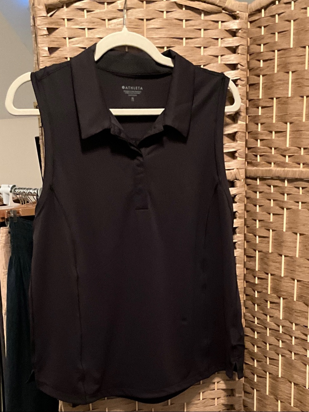 Athleta Black Sleeveless Polo Tank Top